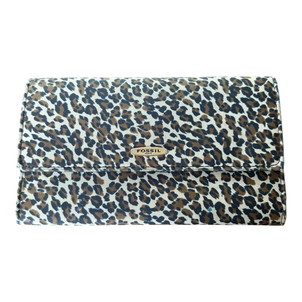 RARE Fossil Cheetah Nylon Wallet - Vintage Animal Print Bi-Fold Organizer HTF!